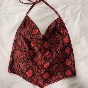 Red Snake Print Halter Top